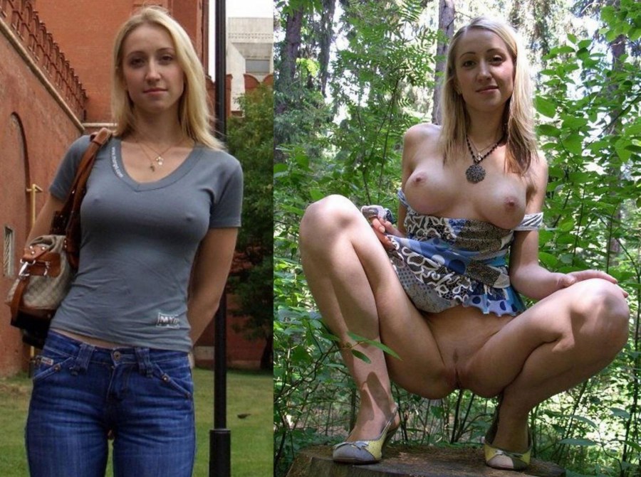 Девушки одетые и раздетые на улице
